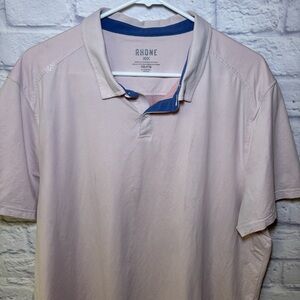 Rhone Delta Pique Polo Mens  XXL Pink Golf Polo Check Athletic Performance Wear